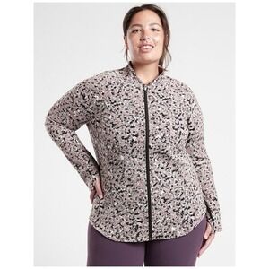 Athleta Salutation Textured Jacket Full Zip Thumbholes Printed 2X